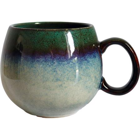 MUG PORCELAINE BOULE 50CL VERT/BLEU/GRIS