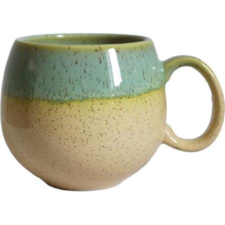 MUG PORCELAINE BOULE 50CL JAUNE/VERT D'EAU
