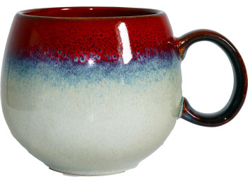 MUG PORCELAINE BOULE 50CL ROUGE/BLEU/GRIS