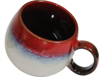 MUG PORCELAINE BOULE 50CL ROUGE/BLEU/GRIS