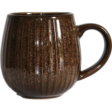 MUG BOULE 50CL NERVURÉ MARRON