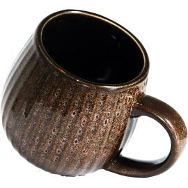 MUG BOULE 50CL NERVURÉ MARRON