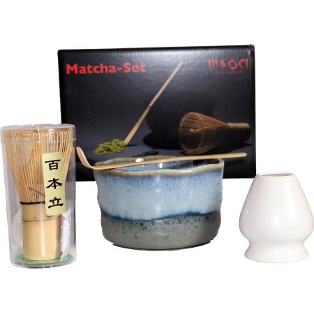 SET MATCHA GLASSE BLEU GRIS 