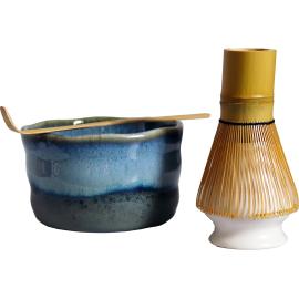 SET MATCHA GLASSE BLEU GRIS 