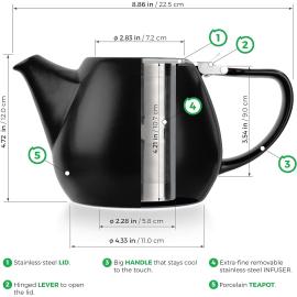 THÉIÈRE PORCELAINE JOVE NOIR 1L