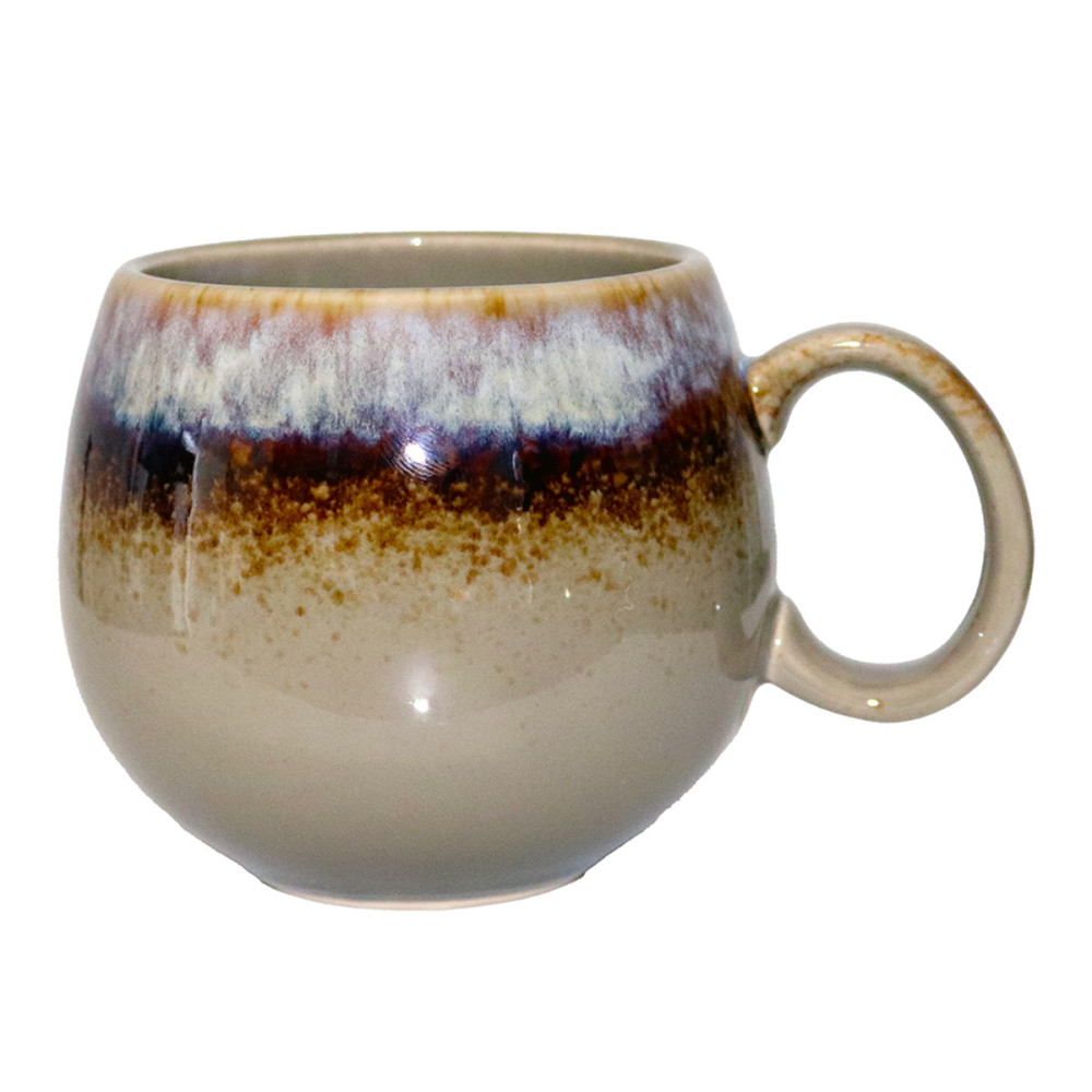 MUG PORCELAINE BOULE 50CL MARRON/BLEU CLAIR