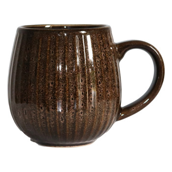 MUG BOULE 50CL NERVURÉ MARRON