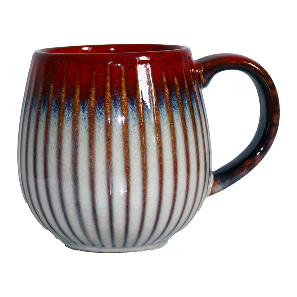 MUG BOULE 50CL NERVURÉ ROUGE/BLEU/BLC 0.5L