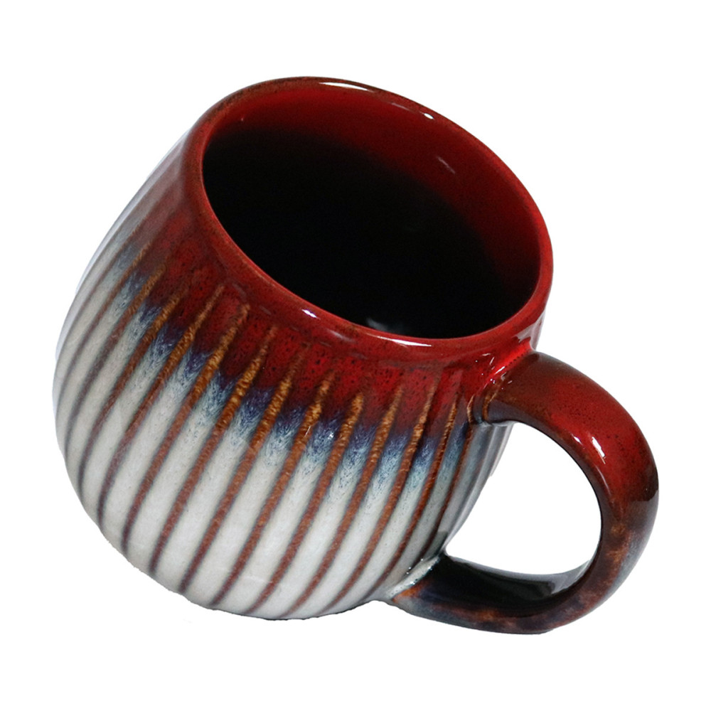 MUG BOULE 50CL NERVURÉ ROUGE/BLEU/BLC 0.5L