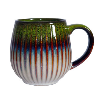 MUG BOULE 50CL NERVURÉ VERT/BLEU/BLANC