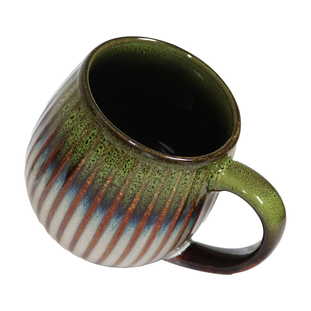 MUG BOULE 50CL NERVURÉ VERT/BLEU/BLANC