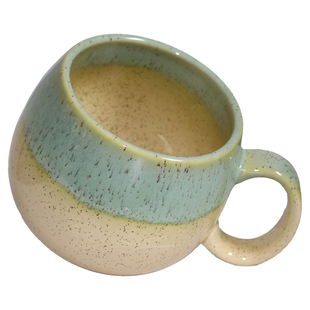 MUG PORCELAINE BOULE 50CL JAUNE/VERT D'EAU