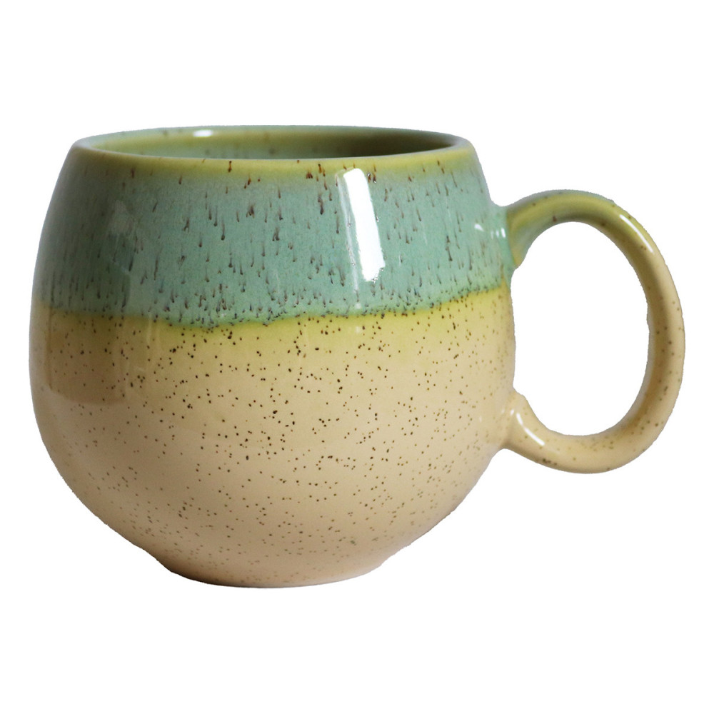 MUG PORCELAINE BOULE 50CL JAUNE/VERT D'EAU