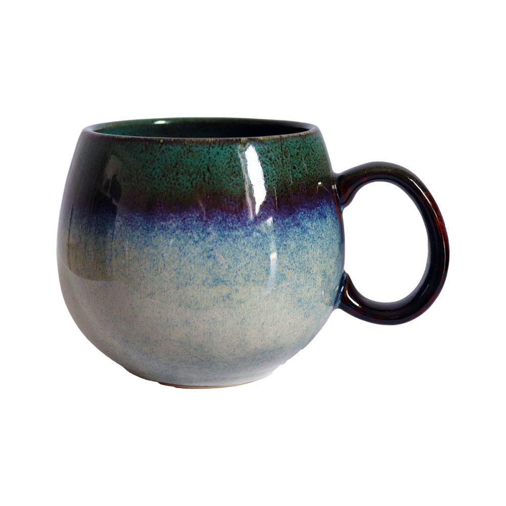 MUG PORCELAINE BOULE 50CL VERT/BLEU/GRIS