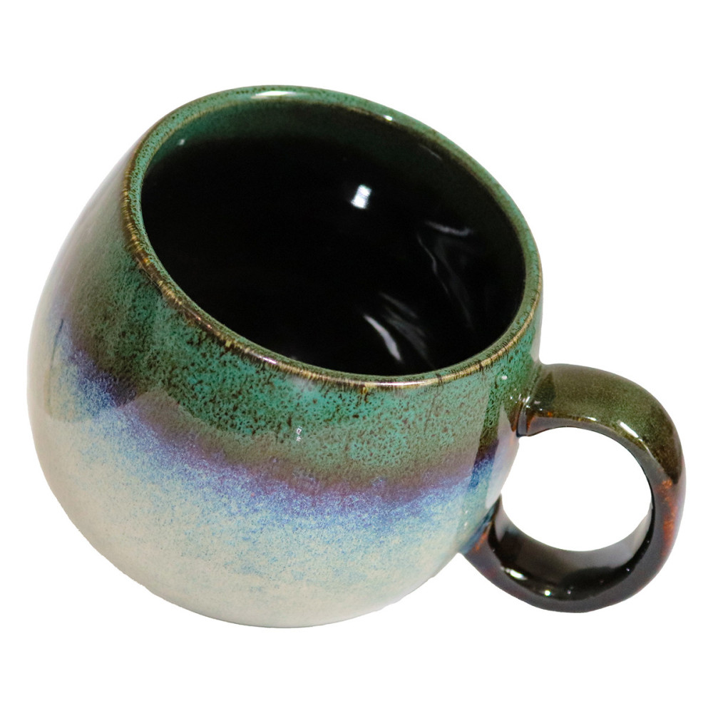 MUG PORCELAINE BOULE 50CL VERT/BLEU/GRIS