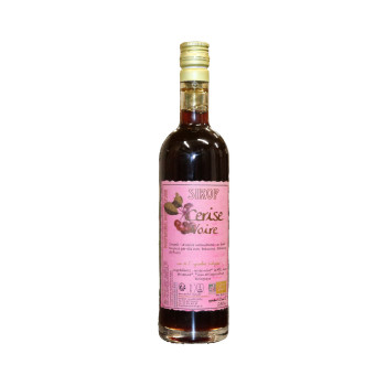 Bouteille de sirop artisanal a la cerise 25cl, marque BIAU'CEAN
