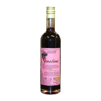 Bouteille de sirop artisanal a la grenadine 25cl, marque BIAU'CEAN