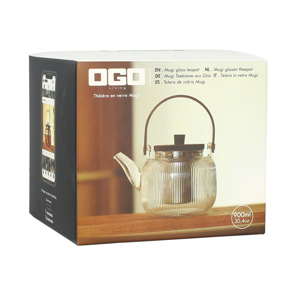 THEIERE MUGI 900ML EN VERRE + couvercle acacia