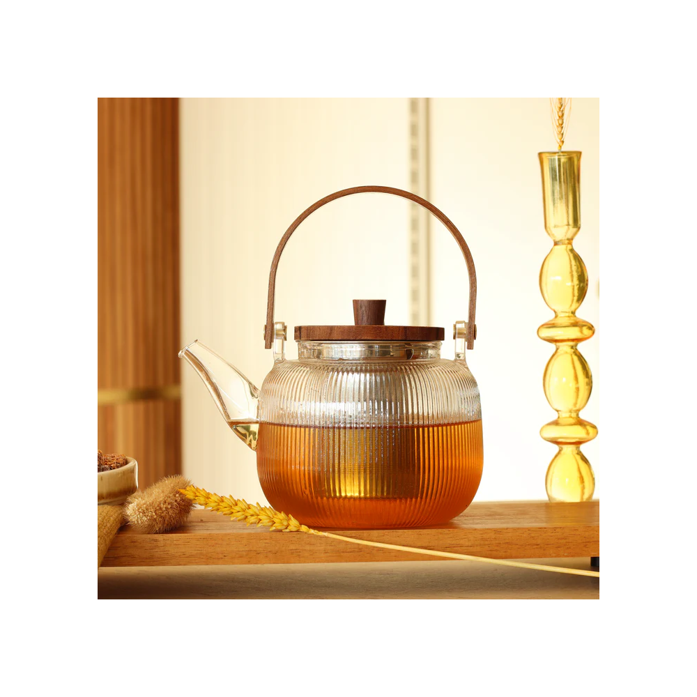 Théière MUGI 900ml en Verre Borosilicate - Théière Design avec Filtre Inox