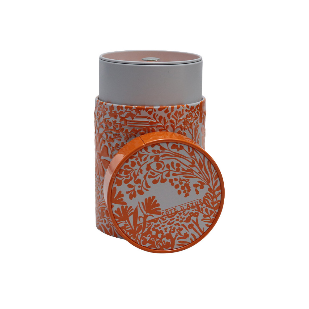 Boîte à Thé Métal Corail Solaire - Éclat de Provence & Conservation Hermétique