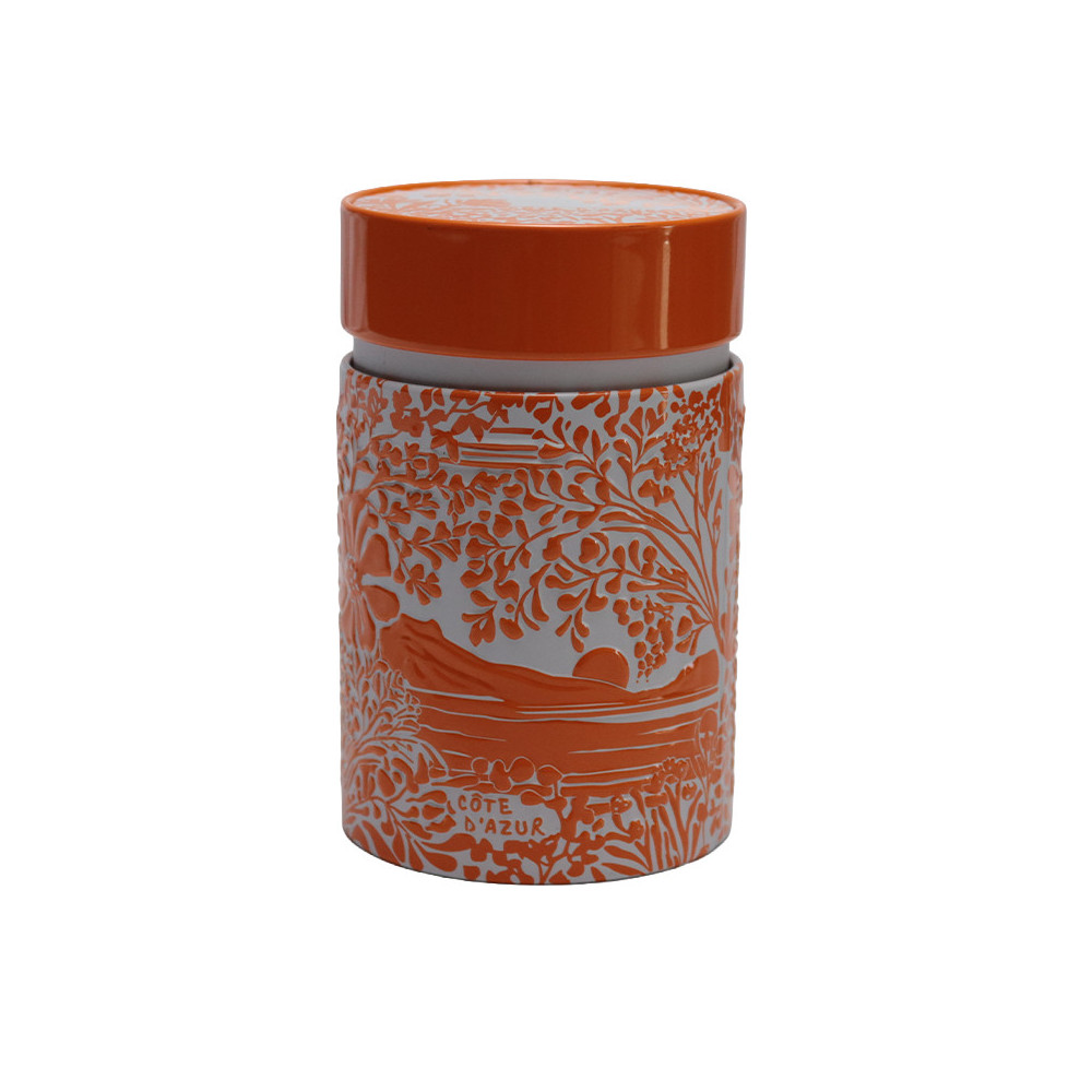 Boîte à Thé Métal Corail Solaire - Éclat de Provence & Conservation Hermétique
