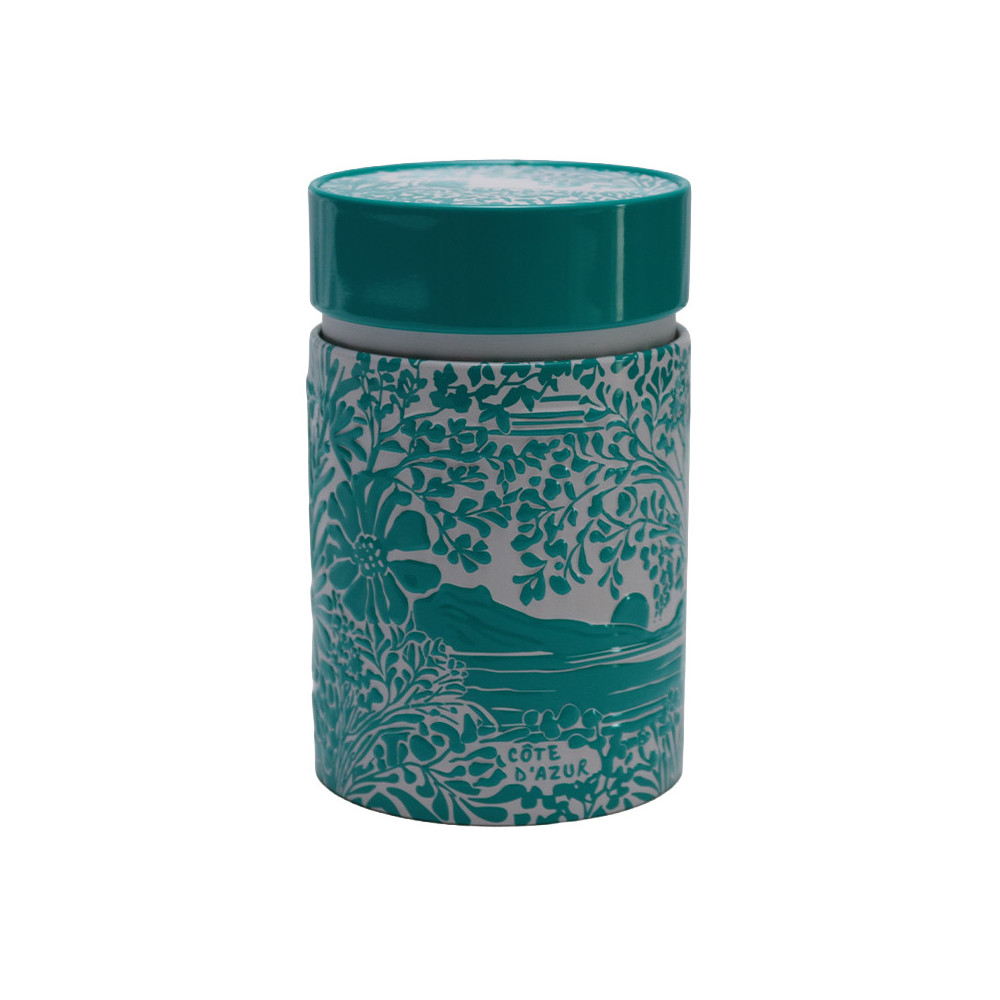 Boîte à Thé Métal Turquoise Riviera - Conservation Luxe & Design Méditerranéen