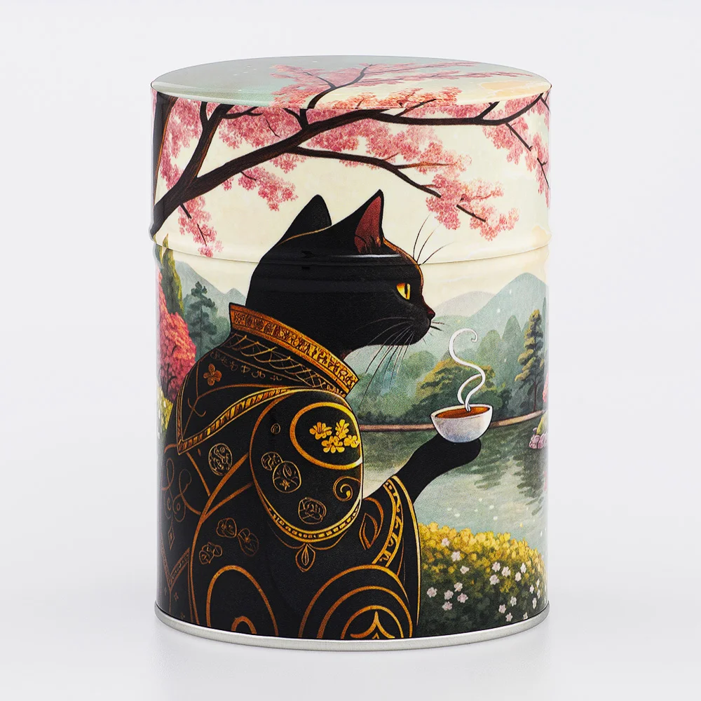 Boîte à thé Mugi Esprit Céladon - Décor continu Chat Japonais