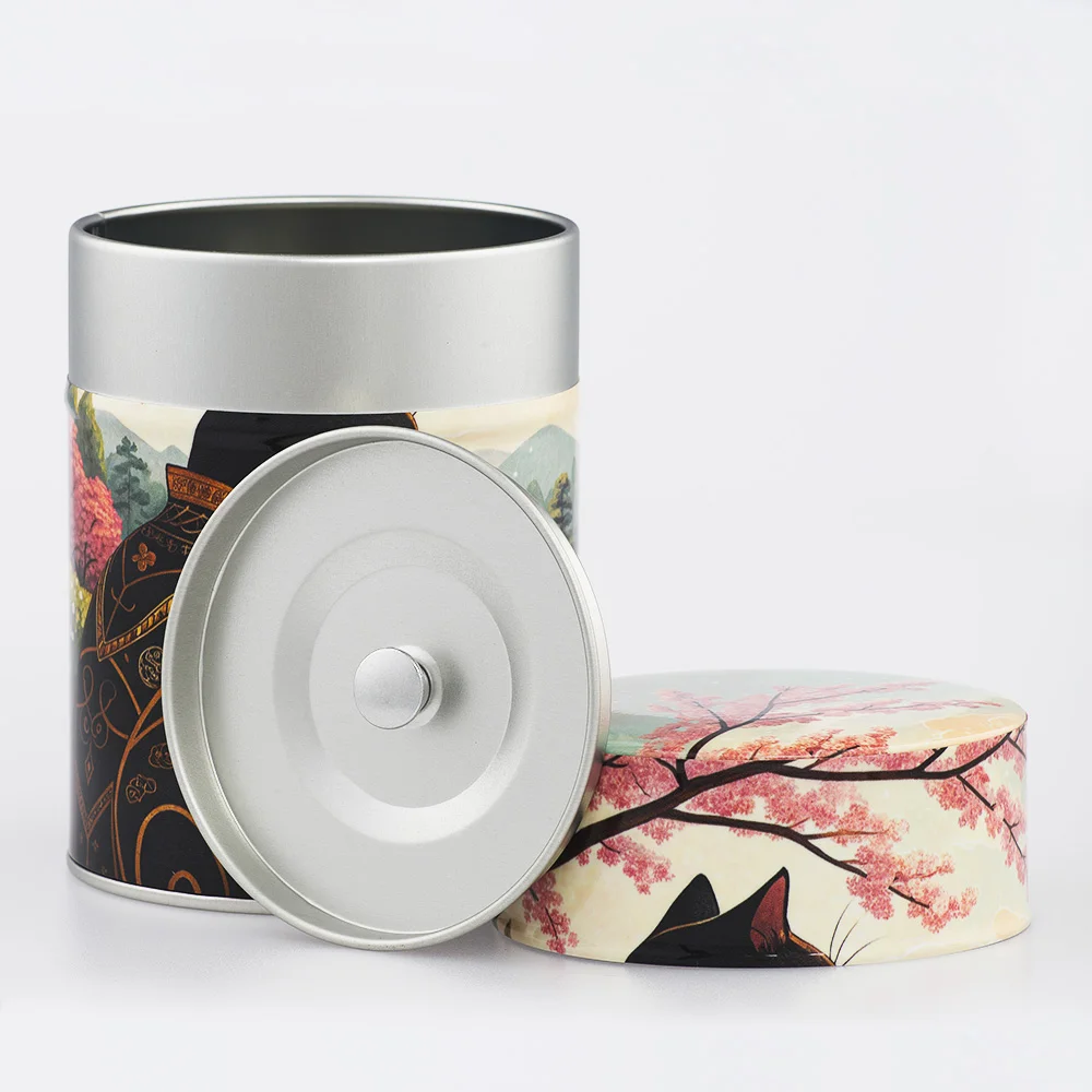 Boîte à thé Mugi Esprit Céladon - Décor continu Chat Japonais