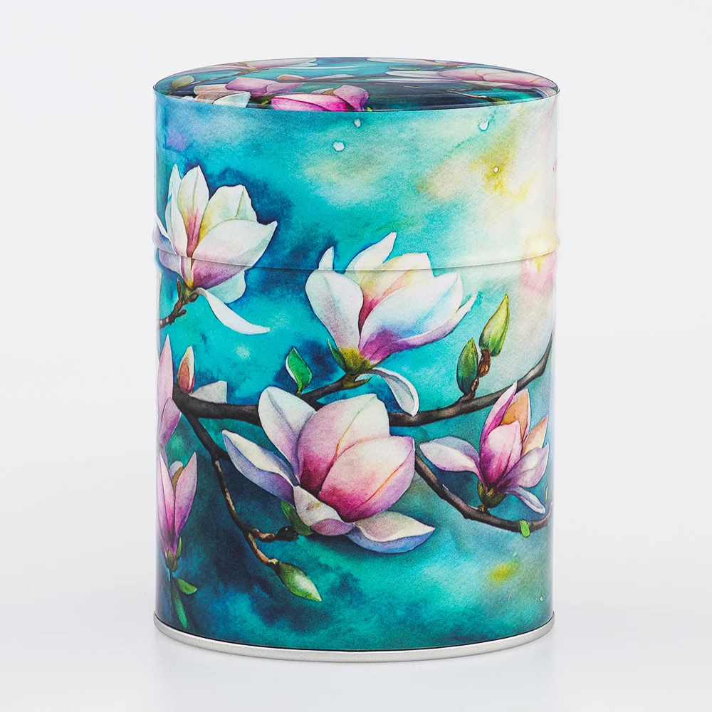 Boîte à thé Mokuren Esprit Céladon - Décor continu Magnolia 100g