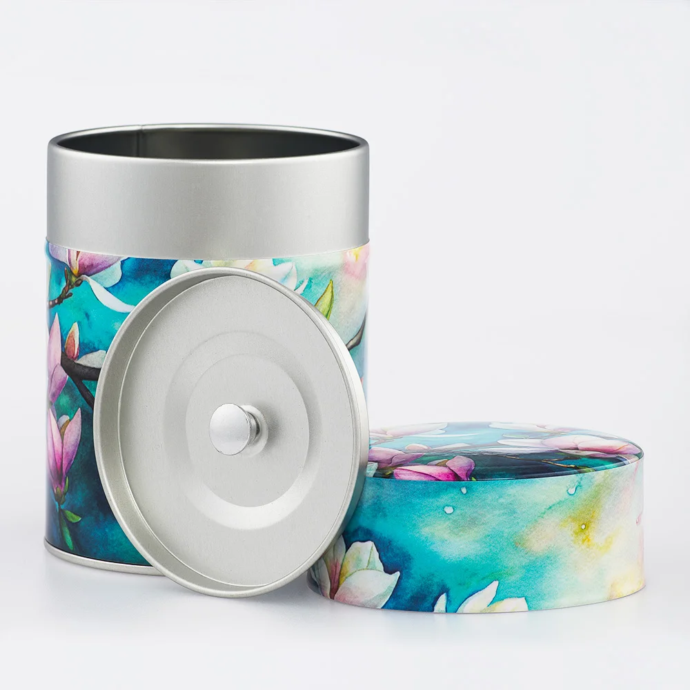 Boîte à thé Mokuren Esprit Céladon - Décor continu Magnolia 100g