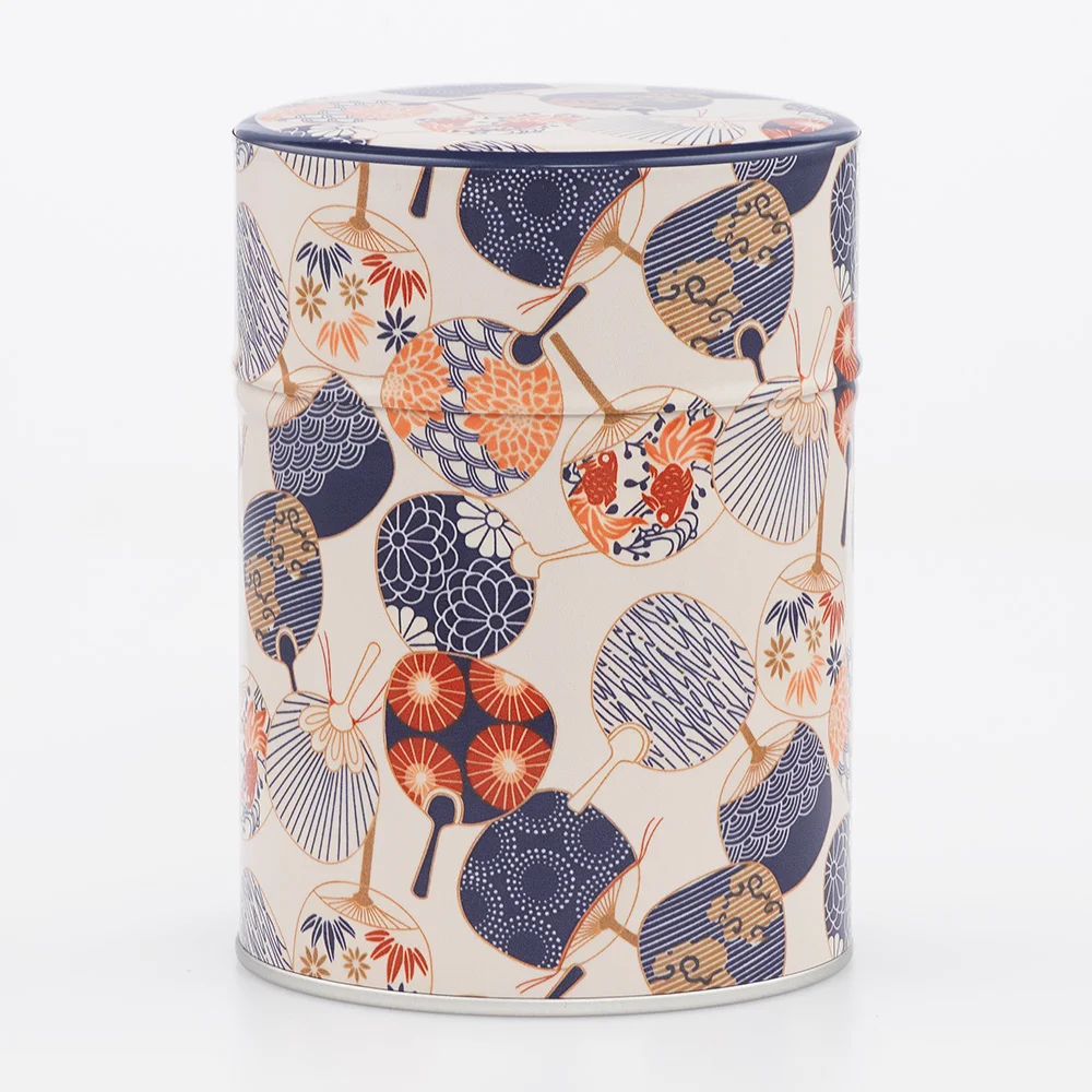 Boîte à thé Fanboru Esprit Céladon - Décor éventails japonais 100g
