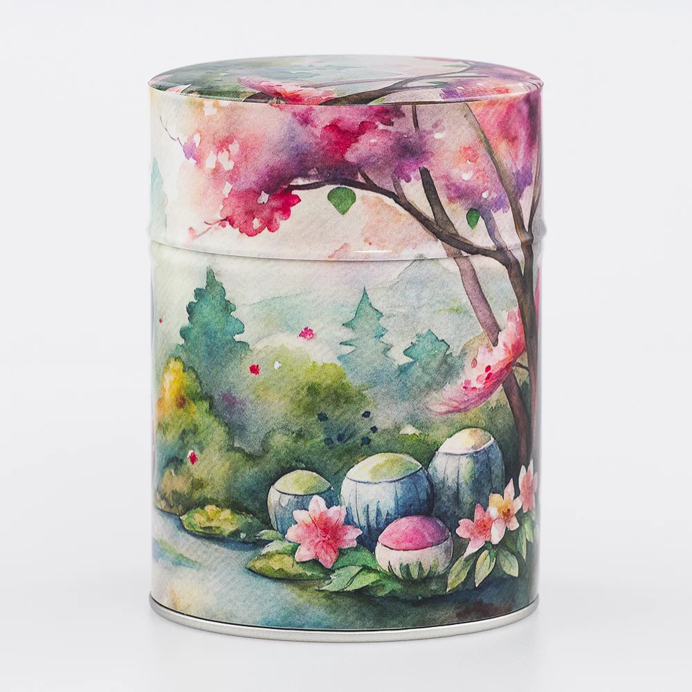 Boîte à thé Aijin Esprit Céladon - Décor kokeshis 100g