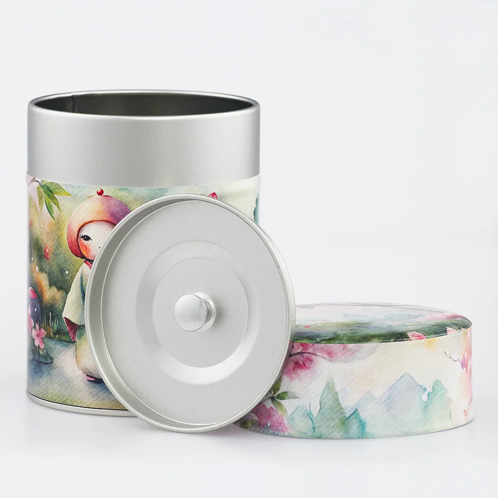 Boîte à thé Aijin Esprit Céladon - Décor kokeshis 100g