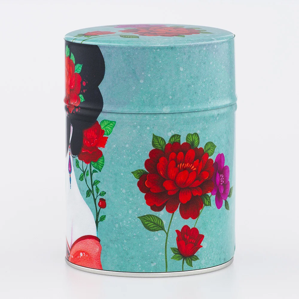 Boîte à thé Ayaka Esprit Céladon - Décor femme japonaise 100g