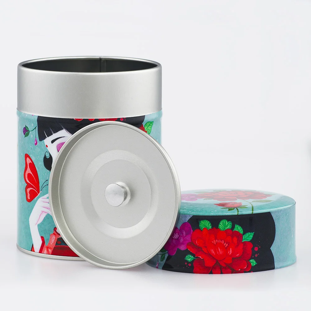 Boîte à thé Ayaka Esprit Céladon - Décor femme japonaise 100g