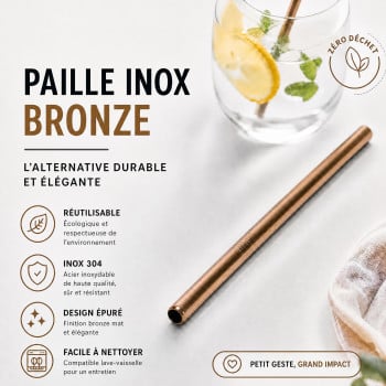 Paille Inox Bubble Tea Bronze 12 mm | MY SWEET TEA