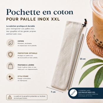 POCHETTE POUR PAILLES INOX COTTON - ÉCRU 