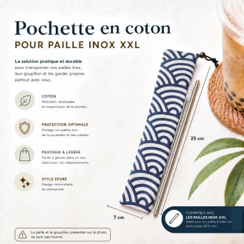 Pochette Coton Seigaiha — Rangement Pailles Inox | MY SWEET TEA