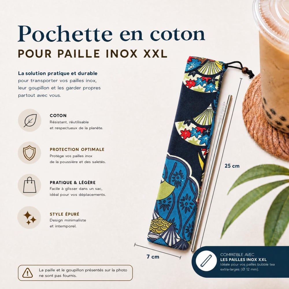 Pochette Coton Sensu — Rangement Pailles Inox | MY SWEET TEA