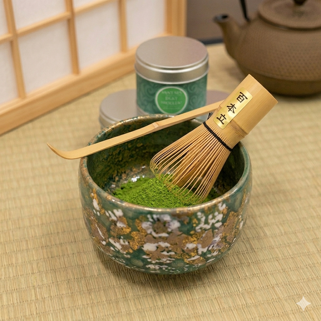Bol de matcha avec fouet chasen — L'Or Vert du Japon